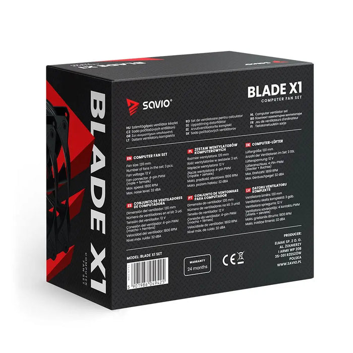 Комплект вентилатори SAVIO BLADE X1 SET 3 x 120mm 4-pin PWM