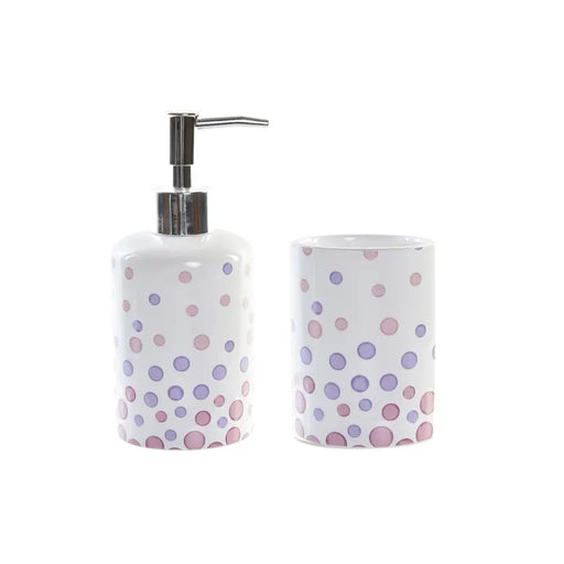 Комплект за Баня DKD Home Decor Бял ABS Dolomite На точки 7