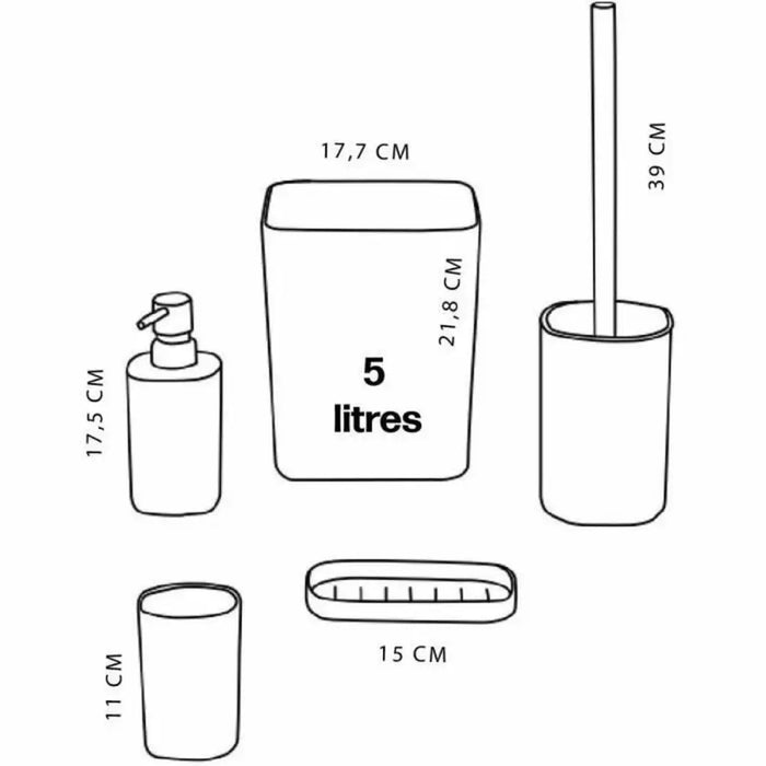 Комплект за Баня TODAY HOY Черен Пластмаса Модерен (5 броя)