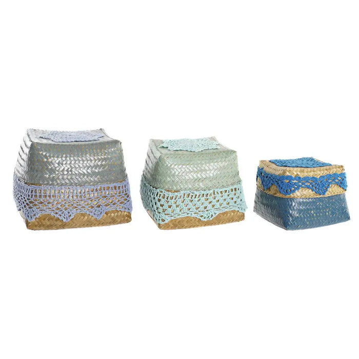 Комплект Декоративни Кутии DKD Home Decor Син цвят тюркоаз