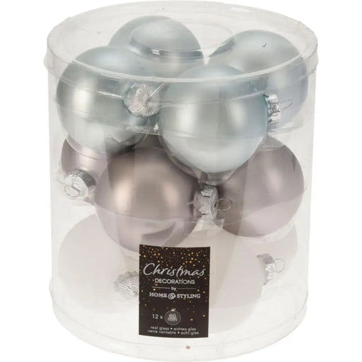 КОМПЛЕКТ КОЛЕДНИ ТОПКИ 12БР 6CM СТЪКЛЕНИ ABR701550