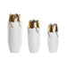 Комплект от 3 Вази Home ESPRIT Бял Златен Метал 21 x 21 x
