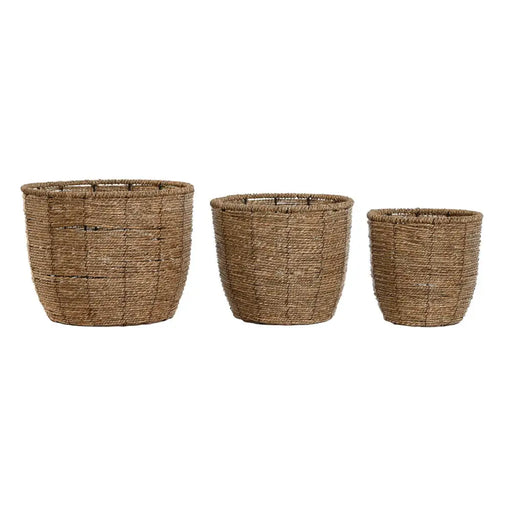 Комплект саксии Home ESPRIT Кафяв влакно Тропически 31 x 31