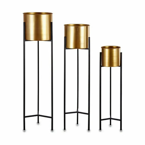 Комплект саксии Gift Decor Черен Златен Метал 24 x 93,5 x