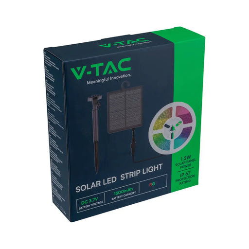 КОМПЛЕКТ СОЛАРНА LED ЛЕНТА 1.2W RGB 900LM 5M IP67 V-TAC