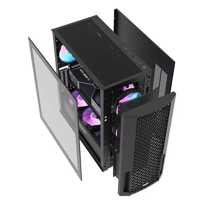 Компютърна кутия Darkflash DF2100 + 4 ARGB вентилатора черна