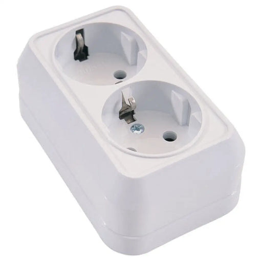 КОНТАКТ ДВОЕН ЗА ОТКРИТ МОНТАЖ БЯЛ IP20 MAKEL MIMOSA