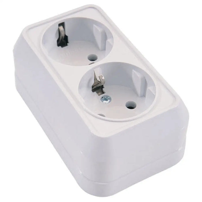 КОНТАКТ ДВОЕН ЗА ОТКРИТ МОНТАЖ БЯЛ IP20 MAKEL MIMOSA