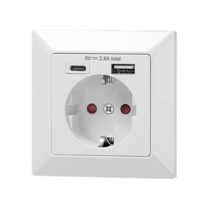 КОНТАКТ ЕДИНИЧЕН 16A USB A + C 2.8A БЯЛ ORNO