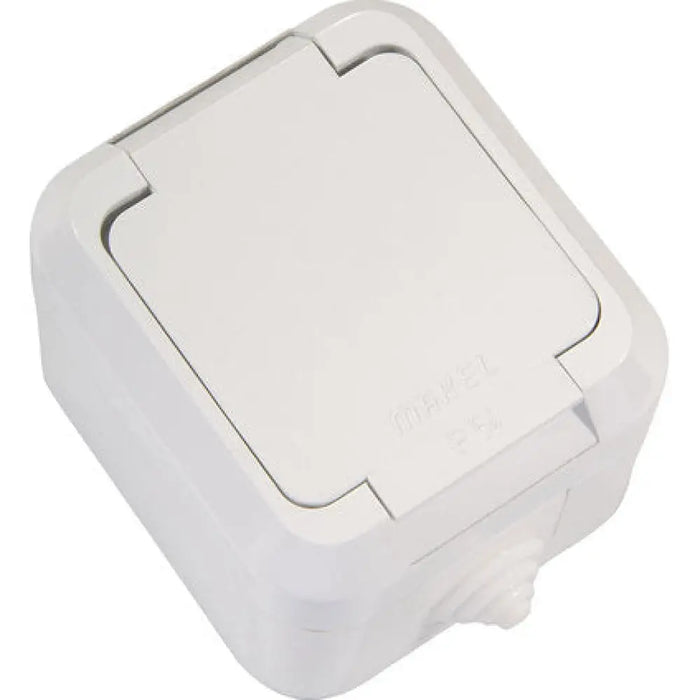 КОНТАКТ ЕДИНИЧЕН С КАПАК ВЛАГОЗАЩИТЕН IP44 БЯЛ MAKEL VIOLET