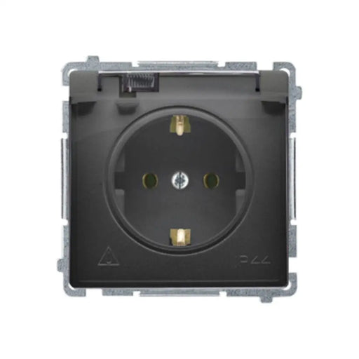 КОНТАКТ ЕДИНИЧЕН ШУКО IP44 ЧЕРЕН МАТ