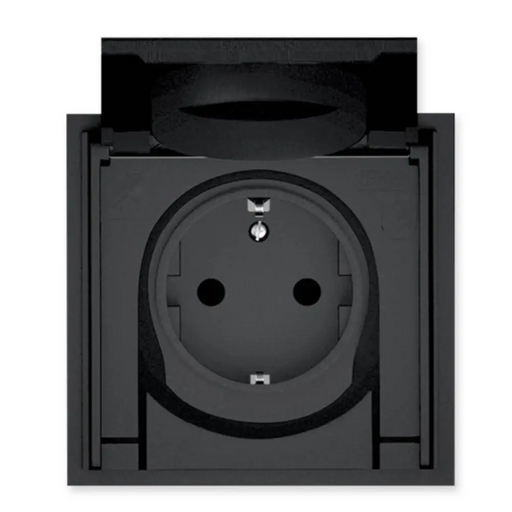 КОНТАКТ ШУКО 16A IP44 С КАПАК ЧЕРЕН