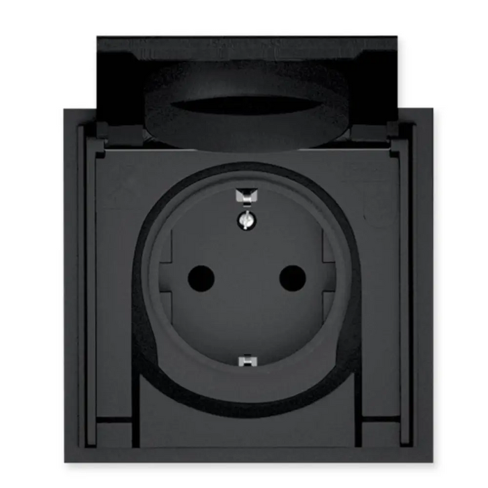 КОНТАКТ ШУКО 16A IP44 С КАПАК ЧЕРЕН