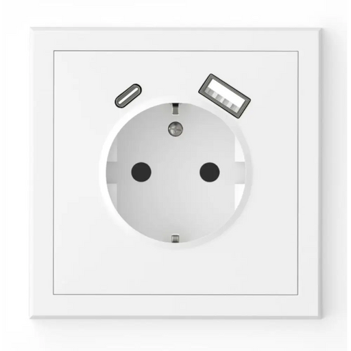 КОНТАКТ ШУКО 16A + USB ТИП A + C 15W БЯЛ