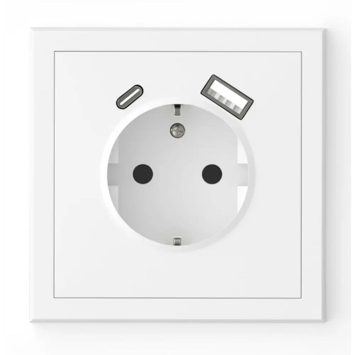 КОНТАКТ ШУКО 16A + USB ТИП A + C 15W БЯЛ