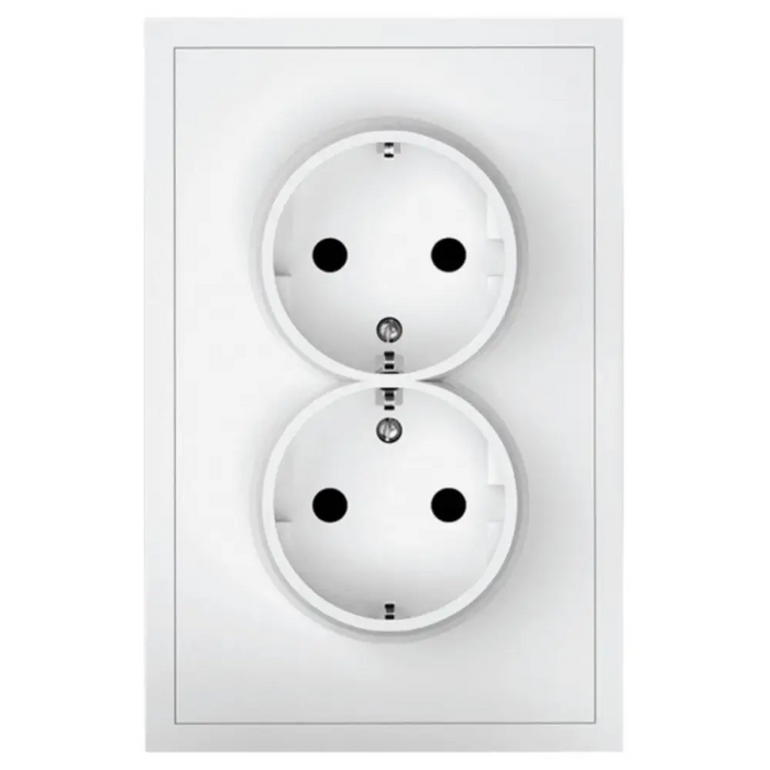 КОНТАКТ ШУКО ДВОЕН 16A С РАМКА БЯЛ