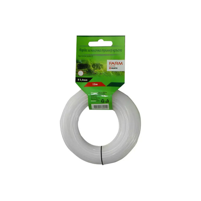 КОРДА ЗА ТРИМЕР ПРОФИЛ КРЪГ FARM 3 ММ 15 М