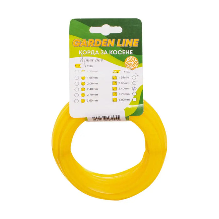 КОРДА ЗА ТРИМЕР ПРОФИЛ КВАДРАТ GARDEN LINE 2.4 MM 15 M