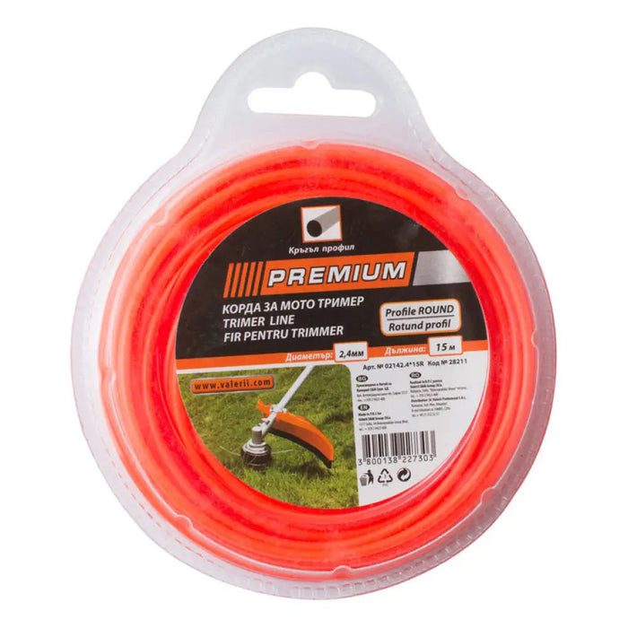 КОРДА ЗА ТРИМЕР ПРОФИЛ КРЪГ PREMIUM 2.4 ММ 15 М