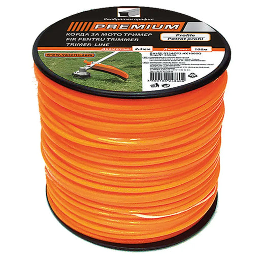 КОРДА ЗА ТРИМЕР КВАДРАТНА PREMIUM 2.4 ММ-100 М