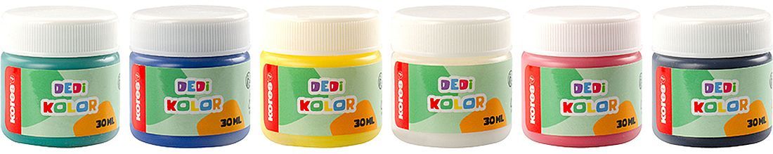 Бои за рисуване с пръсти Kores - 6 цвята x 30 ml