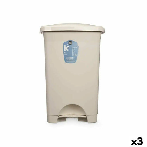 Кошче с педал Бежов Пластмаса 50 L (3 броя)