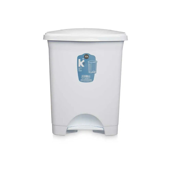 Кошче с педал Бял Пластмаса 30 L (4 броя)