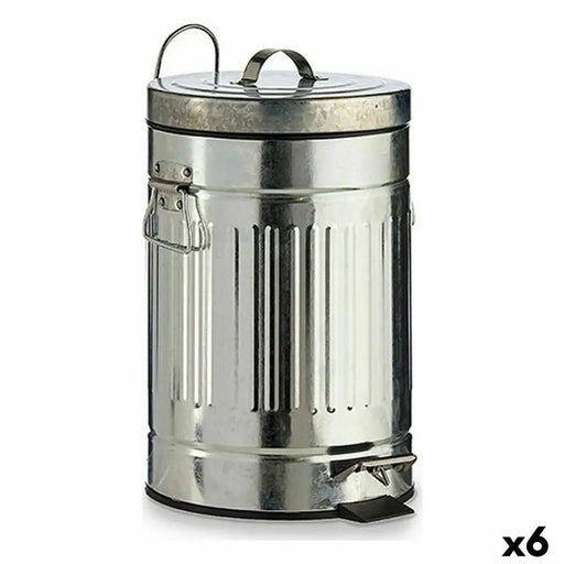 Кошче с педал Сребрист Стомана 7 L (6 броя)