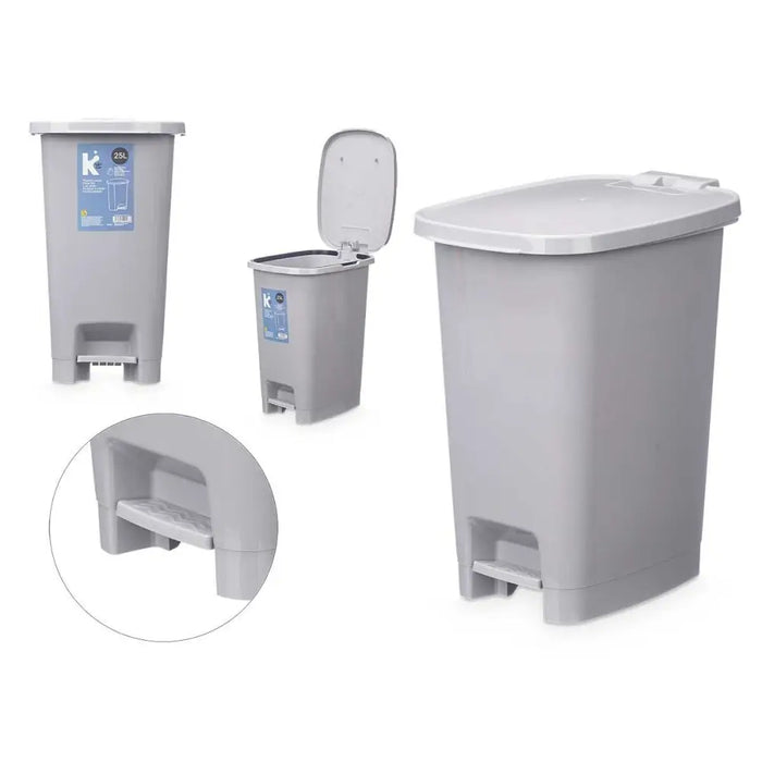 Кошче с педал Сив Пластмаса 25 L (6 броя)