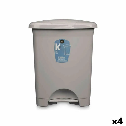 Кошче с педал Сив Пластмаса 30 L (4 броя)