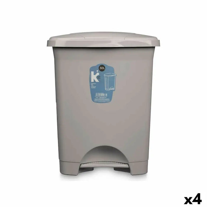 Кошче с педал Сив Пластмаса 30 L (4 броя)