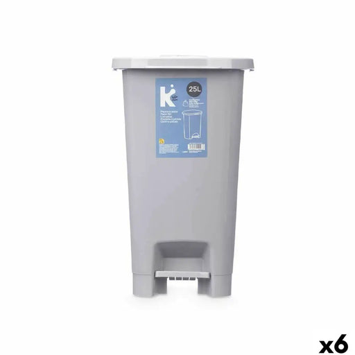Кошче с педал Сив Пластмаса 25 L (6 броя)