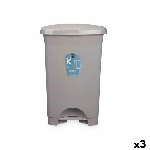 Кошче с педал Сив Пластмаса 50 L (3 броя)