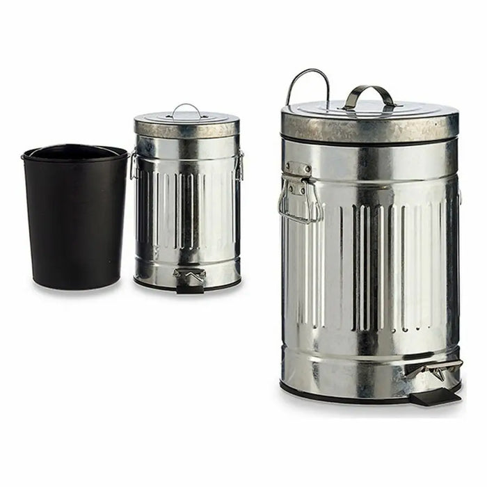 Кошче с педал Сребрист Стомана 7 L (6 броя)