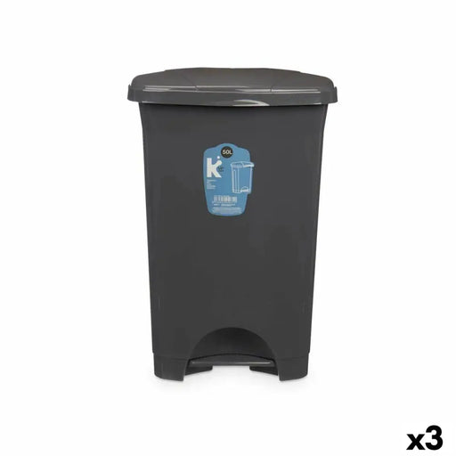 Кошче с педал Антрацит Пластмаса 50 L (3 броя)