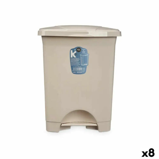 Кошче с педал Бежов Пластмаса 10 L (8 броя)