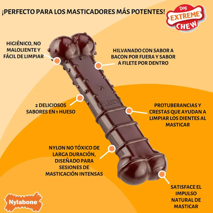 Кост Nylabone Кафяв Bacon M