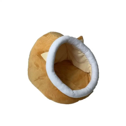Котешко легло GO GIFT - жълто-бяло - 40x45x34 см