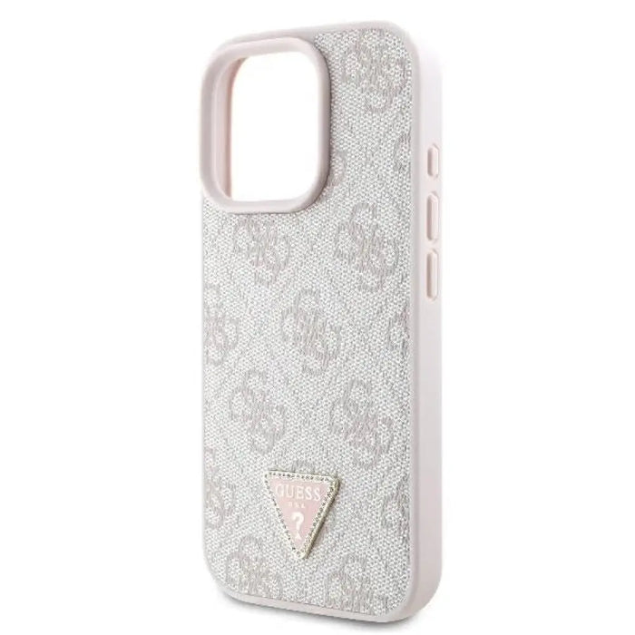 Кожен 4G калъф Guess Triangle Strass MagSafe за iPhone 16