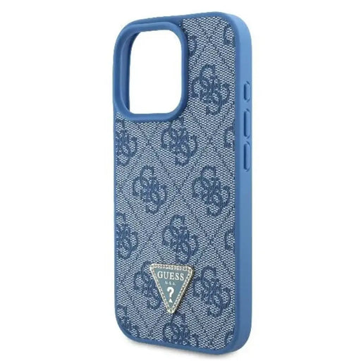 Кожен 4G калъф Guess Triangle Strass MagSafe за iPhone 16