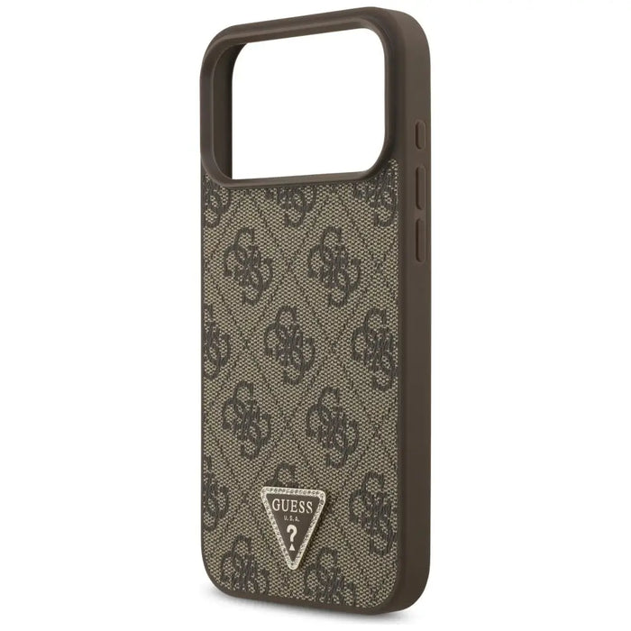 Кожен 4G калъф Guess Triangle Strass MagSafe за iPhone 17