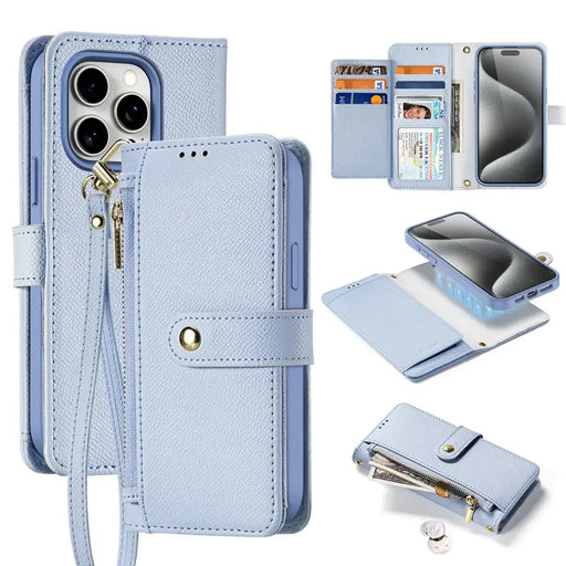 Кожен калъф Dux Ducis Lawa за iPhone 15 Pro - син
