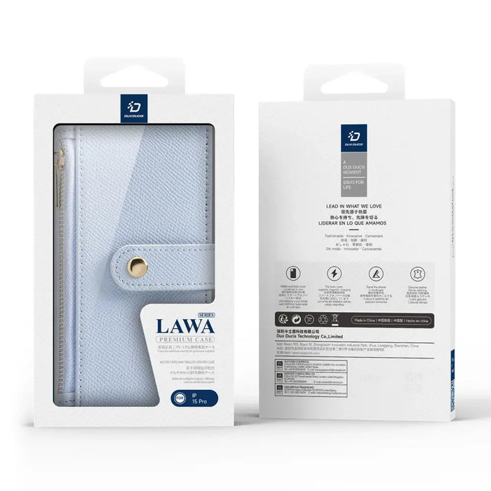Кожен калъф Dux Ducis Lawa за iPhone 15 - син