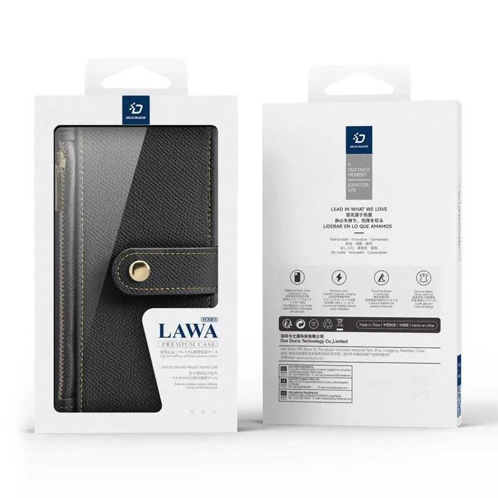 Кожен калъф Dux Ducis Lawa за iPhone 16 Pro - черен