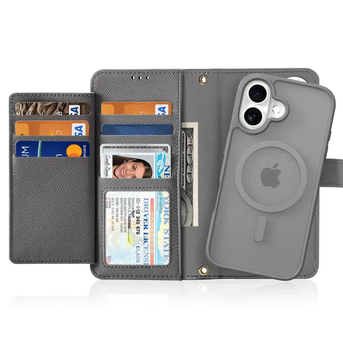 Кожен калъф Dux Ducis Lawa за iPhone 16 - сив
