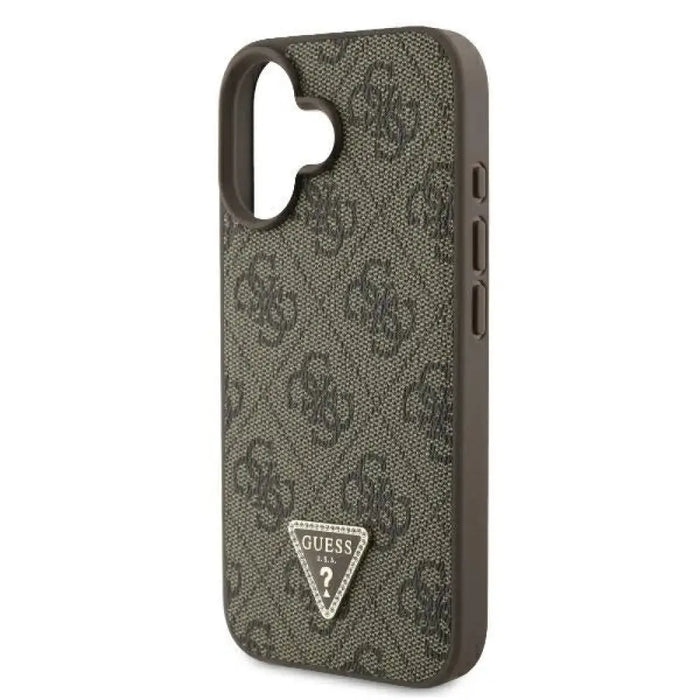 Кожен калъф Guess 4G Triangle Strass MagSafe за iPhone 16
