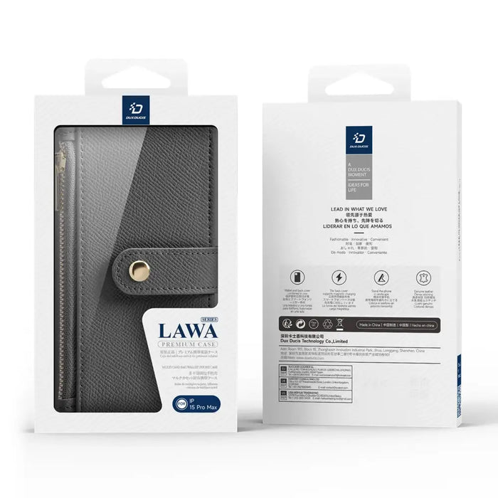 Кожен калъф Dux Ducis Lawa за iPhone 15 Pro Max - сив