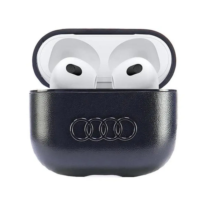 Кожен калъф Audi с голямо лого за AirPods 3 - черен
