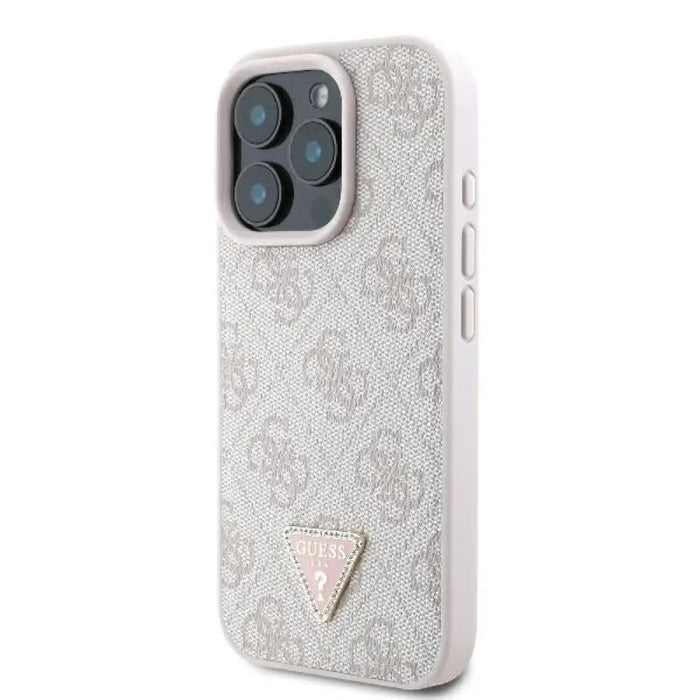 Кожен 4G калъф Guess Triangle Strass MagSafe за iPhone 16