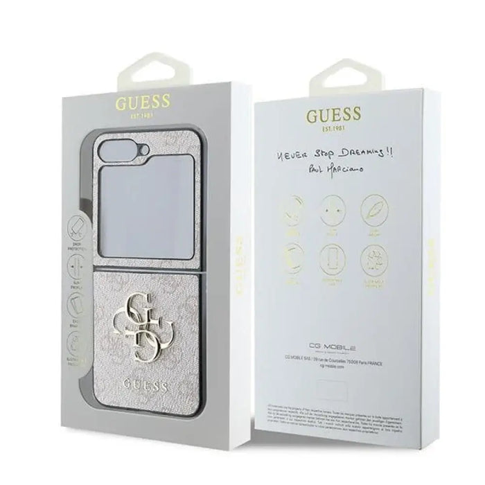 Кожен 4G метален калъф с лого Guess за Samsung Galaxy Z